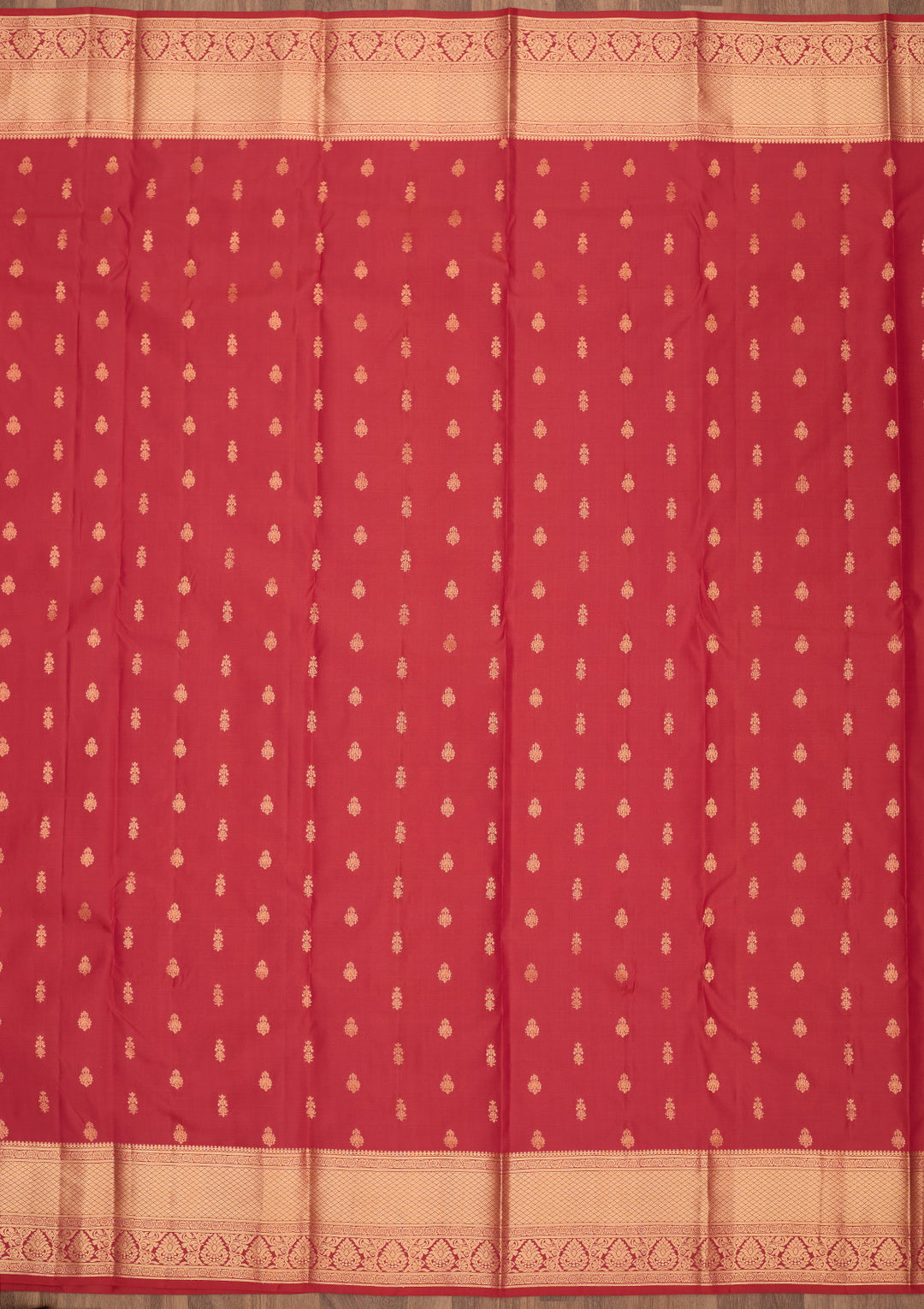 Rani Pink Silk Buti Gold Zariwork Saree With Matching Blouse Piece