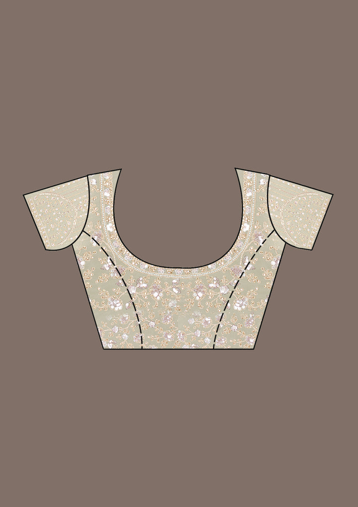 Baby Pink Sequins Net Saree