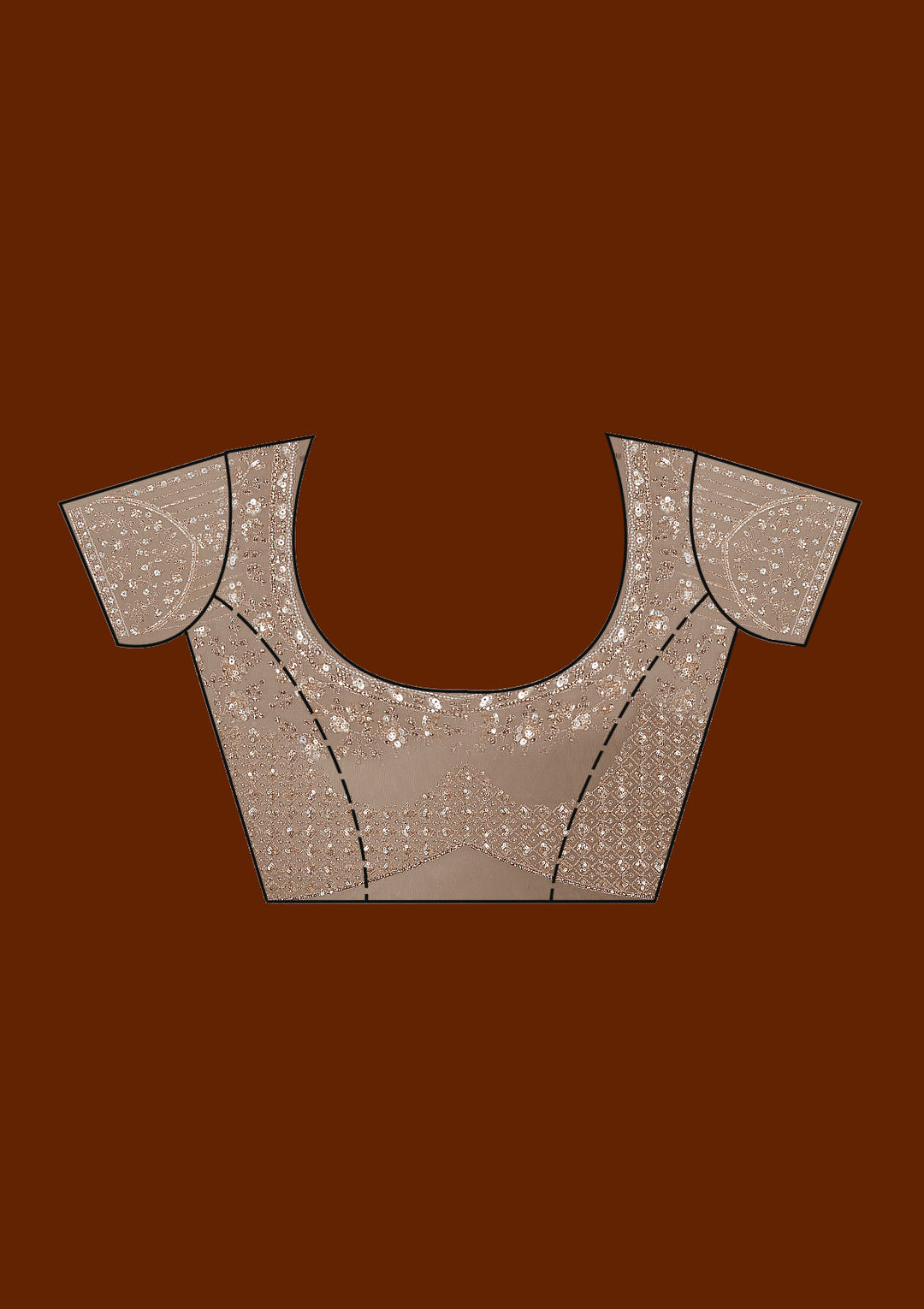 Beige Net Cording Saree With Matching Blouse Piece