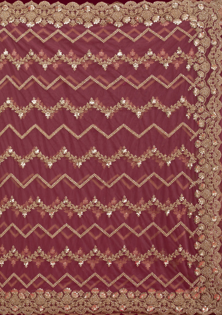 Mauve Stonework Net Saree