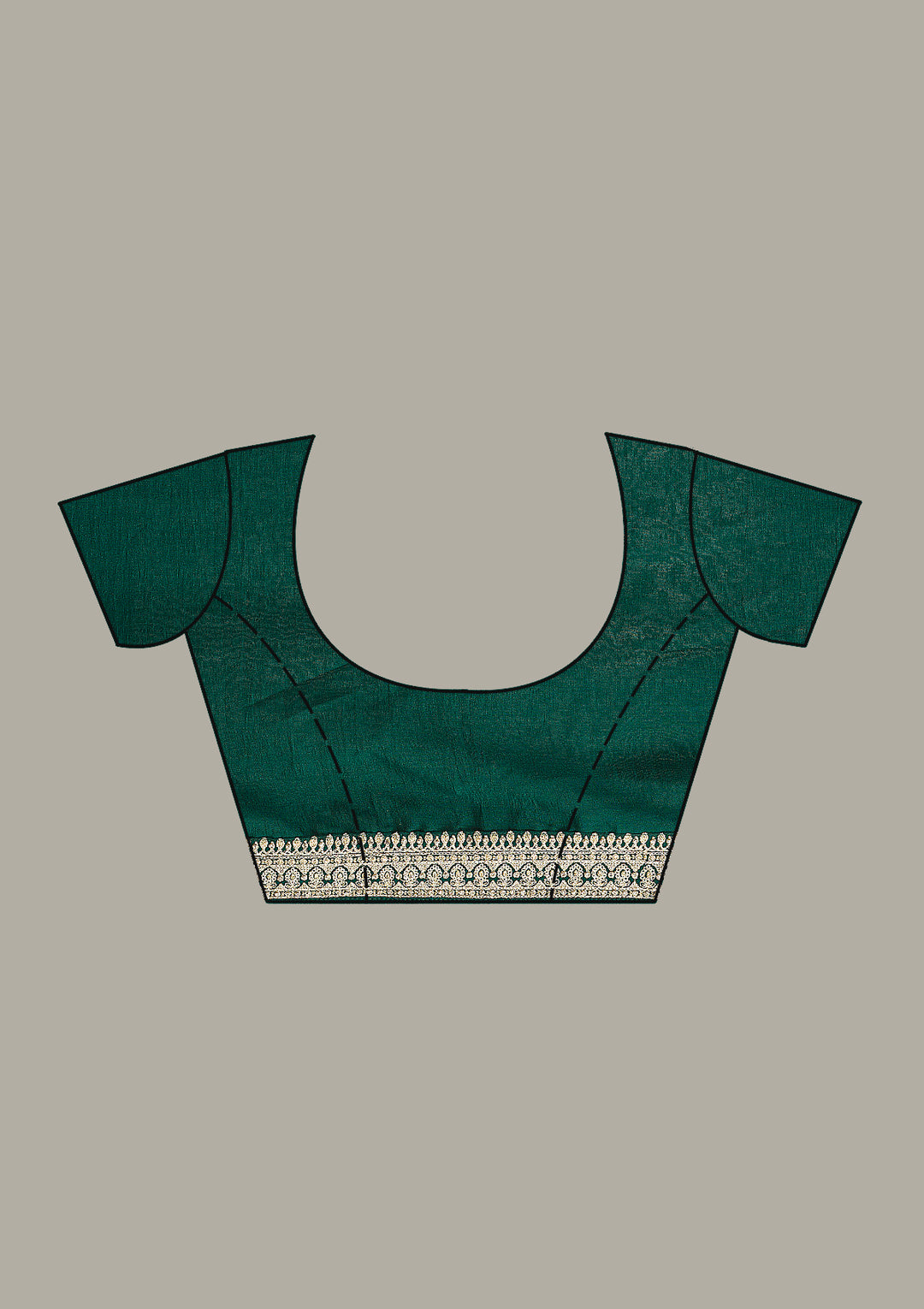 Bottle Green Stonework (Gold) Soft Raw Silk Saree