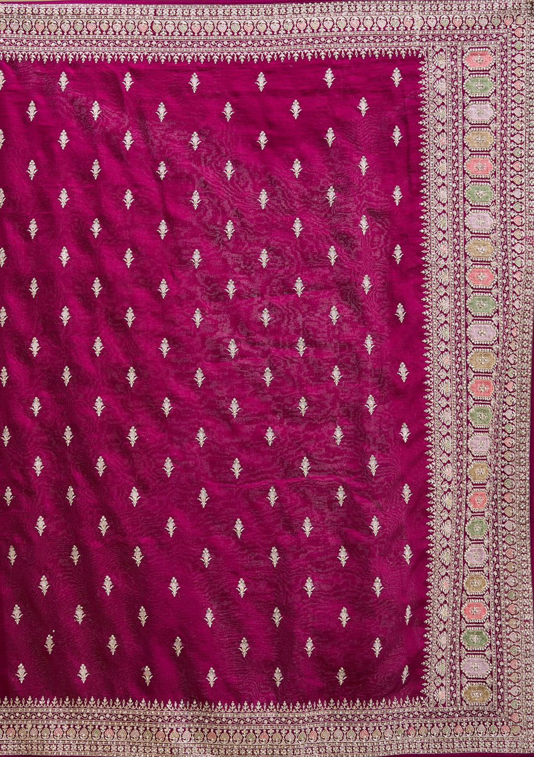 Wine Threadwork Soft Raw Silk Saree