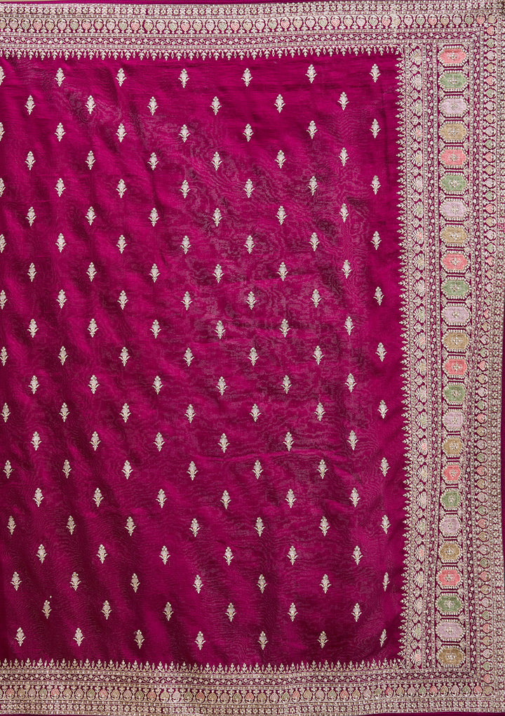 Wine Threadwork Soft Raw Silk Saree