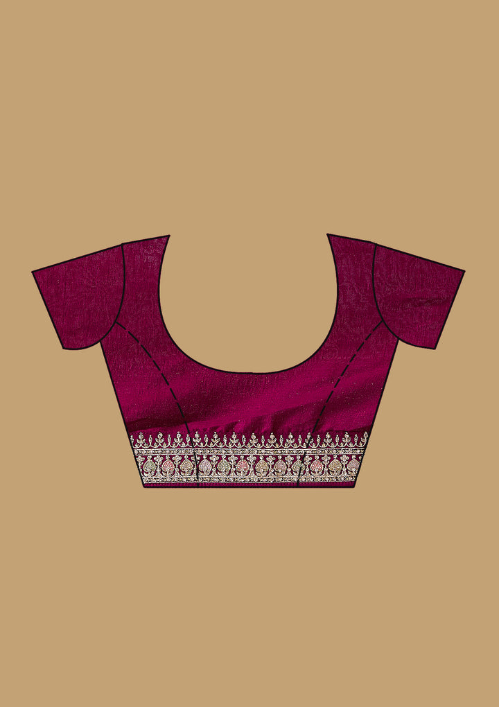 Wine Threadwork Soft Raw Silk Saree