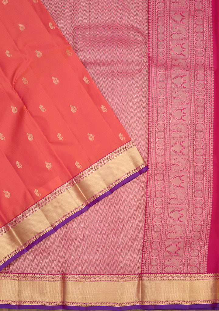Red Silk Buti Gold Zariwork Saree With Matching Blouse Piece