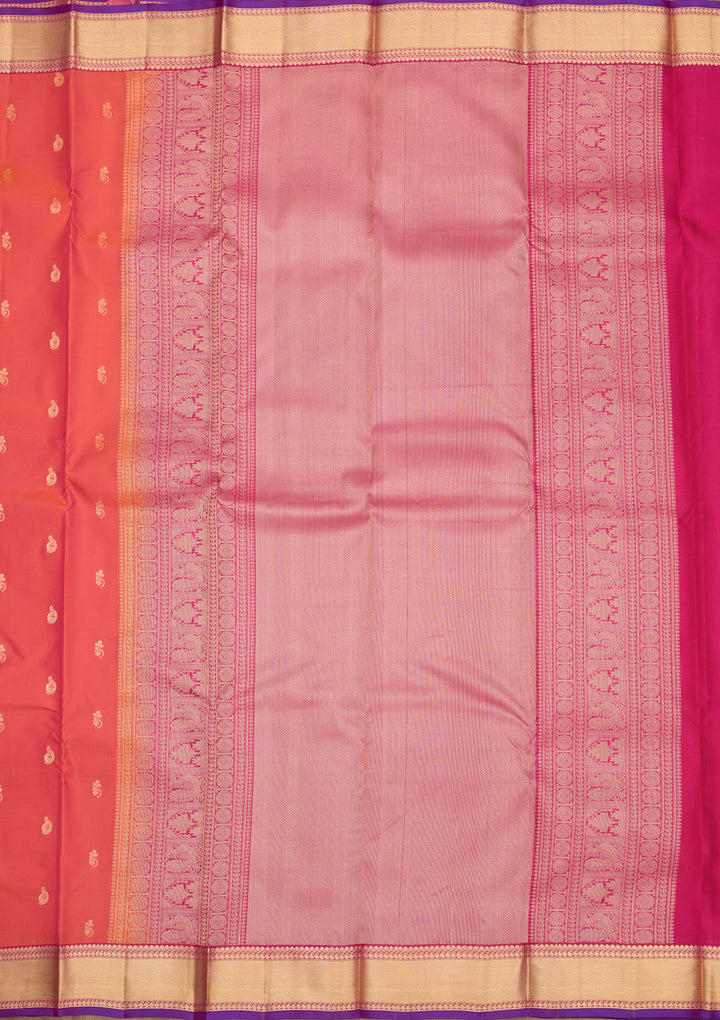 Red Silk Buti Gold Zariwork Saree With Matching Blouse Piece