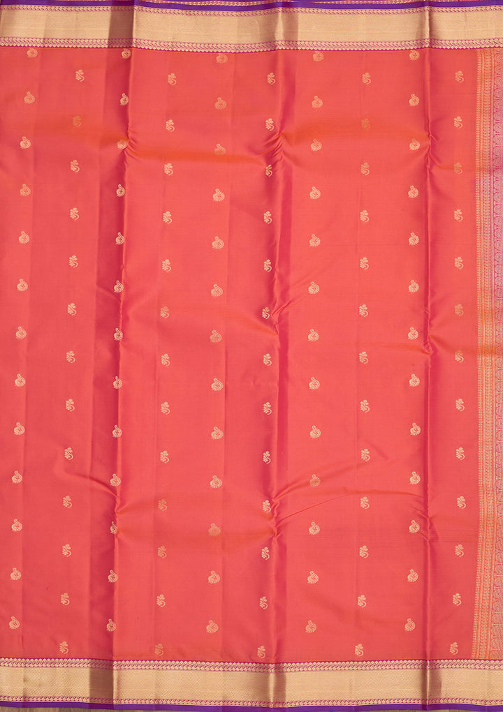 Red Silk Buti Gold Zariwork Saree With Matching Blouse Piece