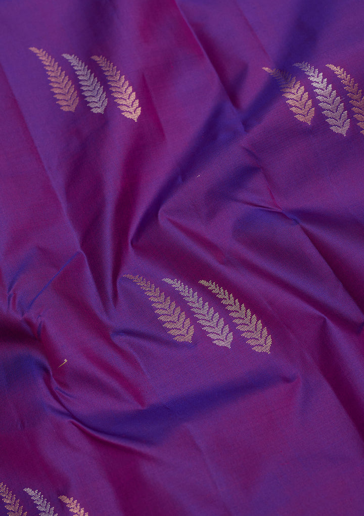Purple Silk Buti Saree With Matching Blouse Piece