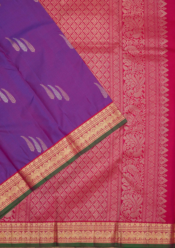 Purple Silk Buti Saree With Matching Blouse Piece