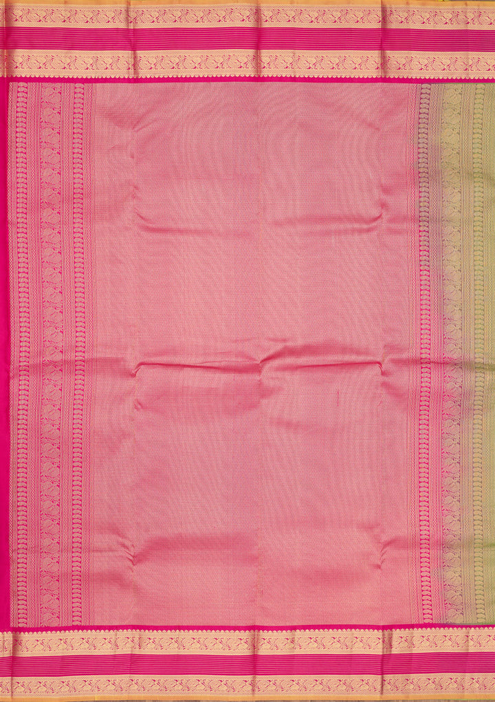Rama Green Silk Buti Gold Zariwork Saree With Matching Blouse Piece