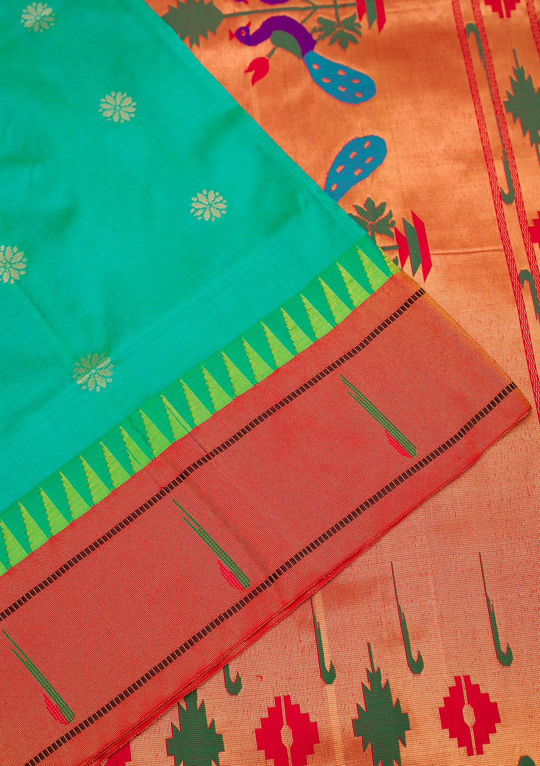 Rama Green Zariwork Pure Silk Saree
