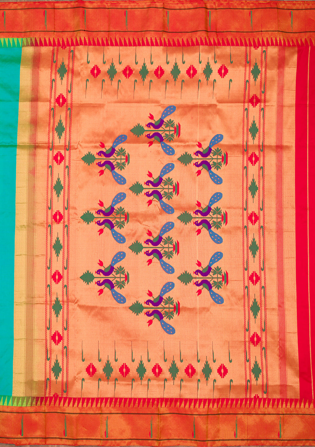 Rama Green Zariwork Pure Silk Saree