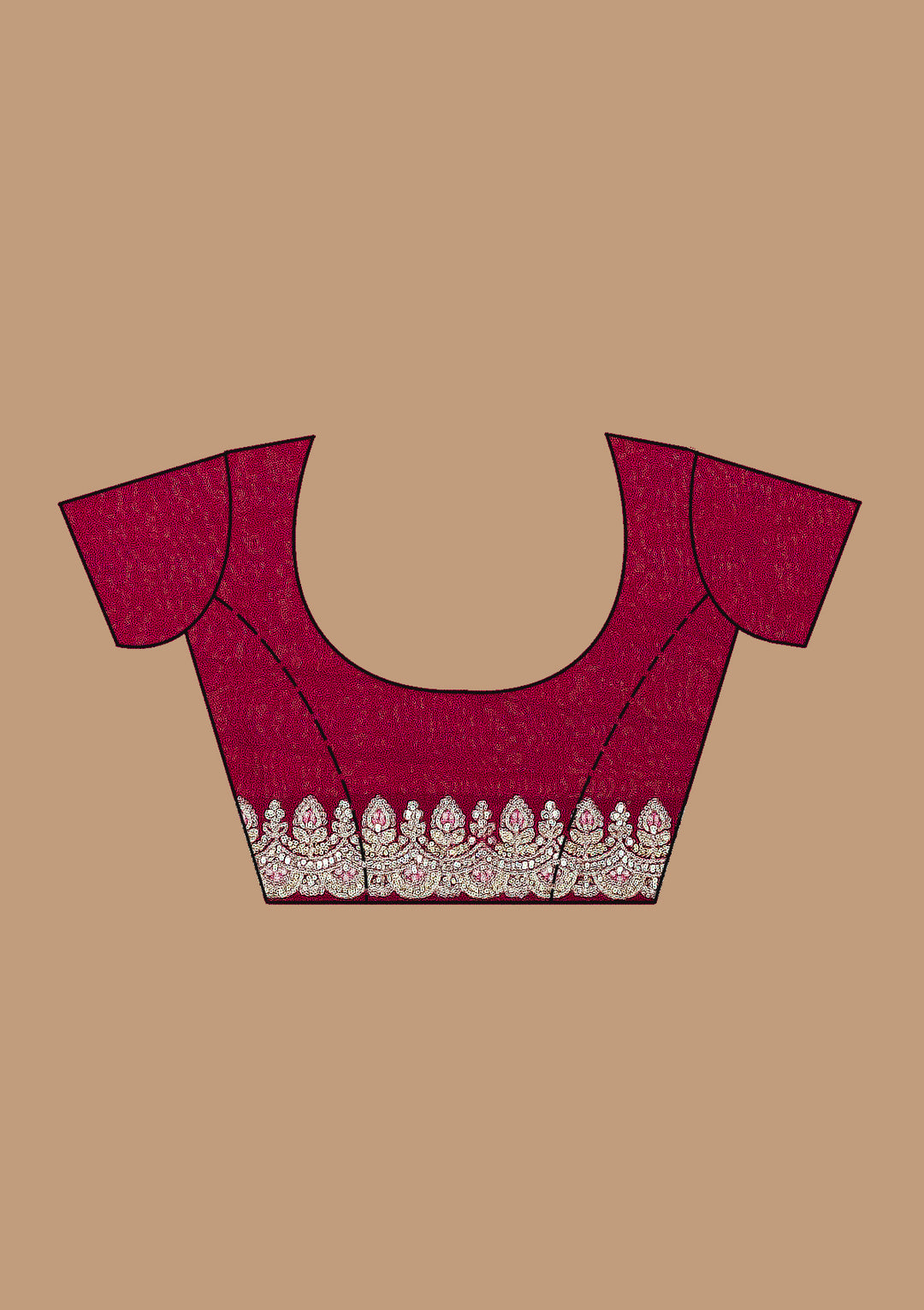 Maroon Threadwork Soft Raw Silk Saree