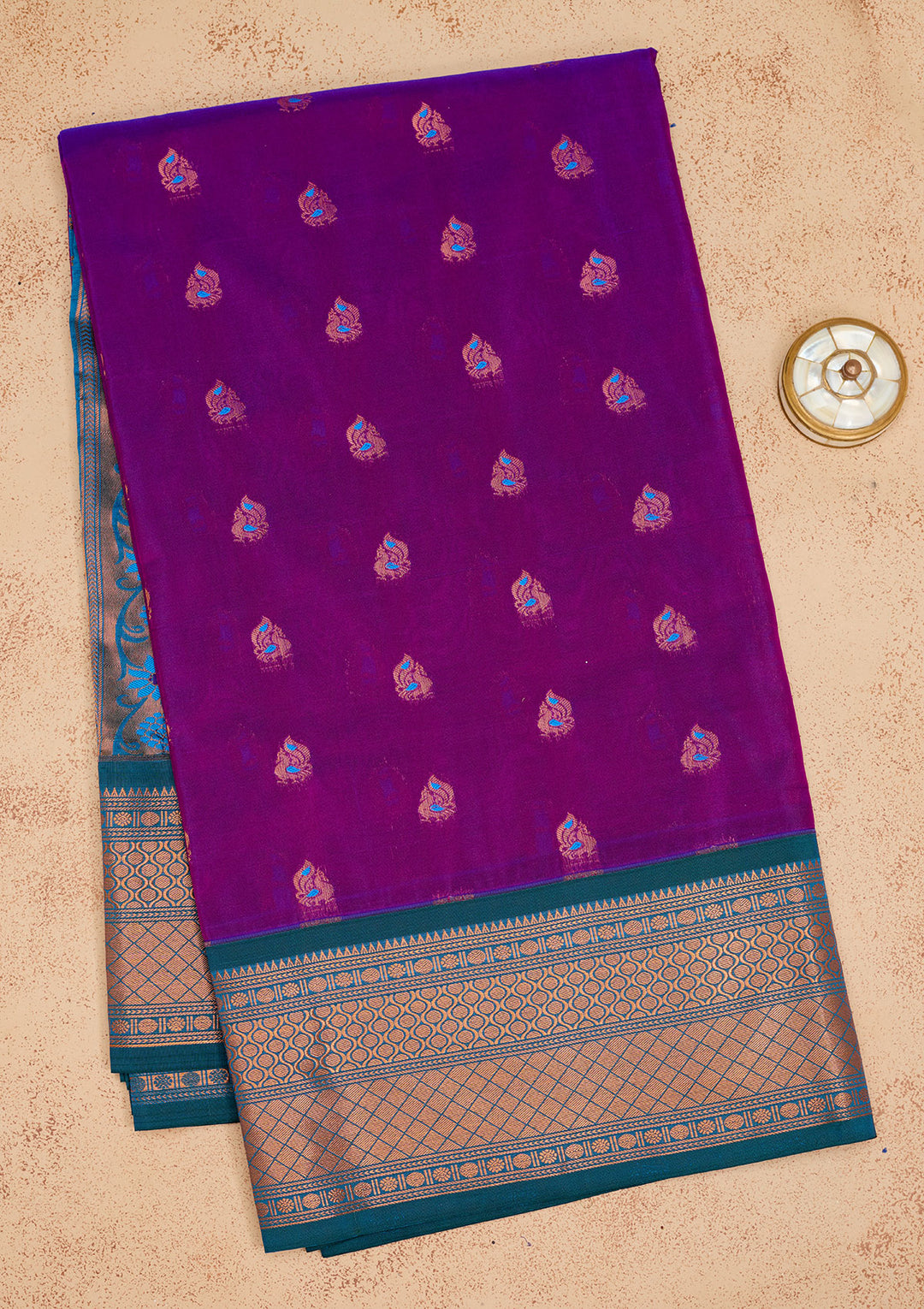 Purple Silk Buti Saree With Matching Blouse Piece