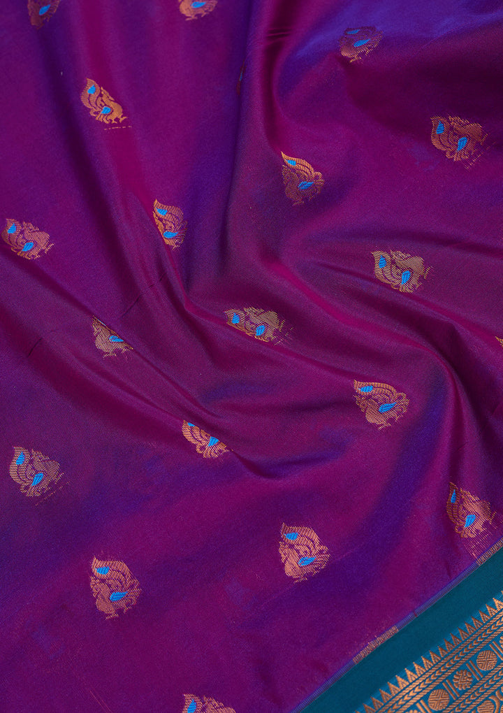 Purple Silk Buti Saree With Matching Blouse Piece
