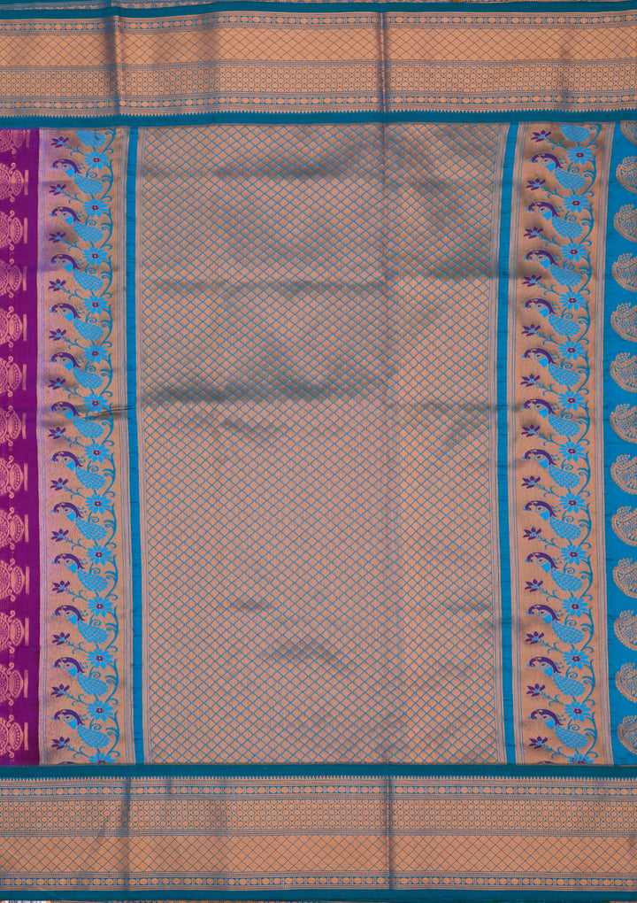 Purple Silk Buti Saree With Matching Blouse Piece