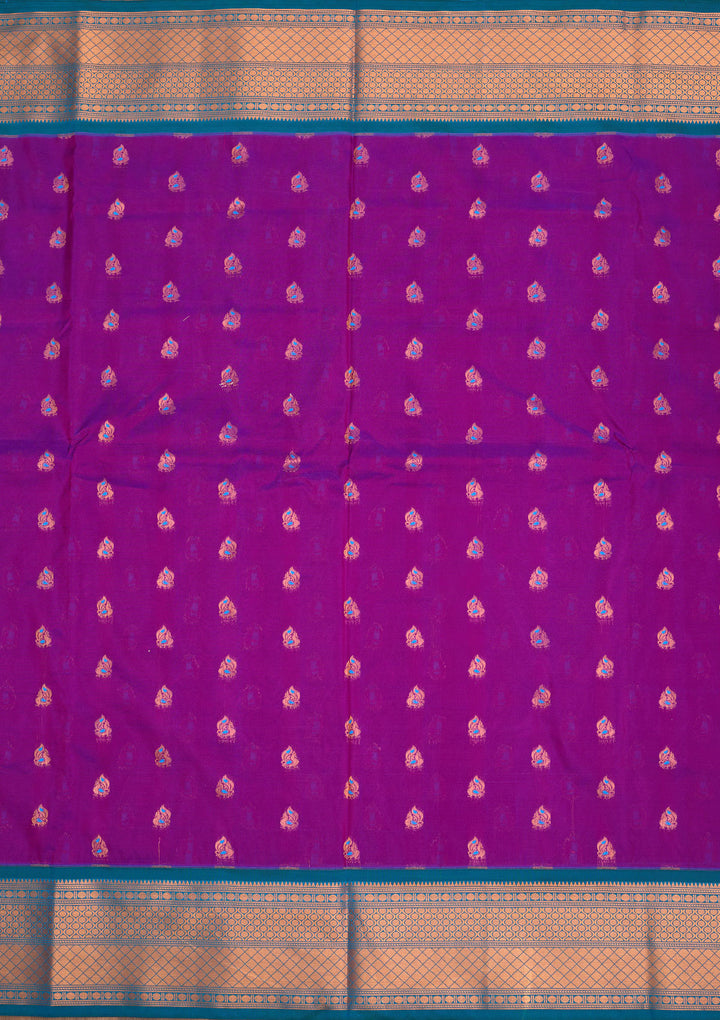 Purple Silk Buti Saree With Matching Blouse Piece