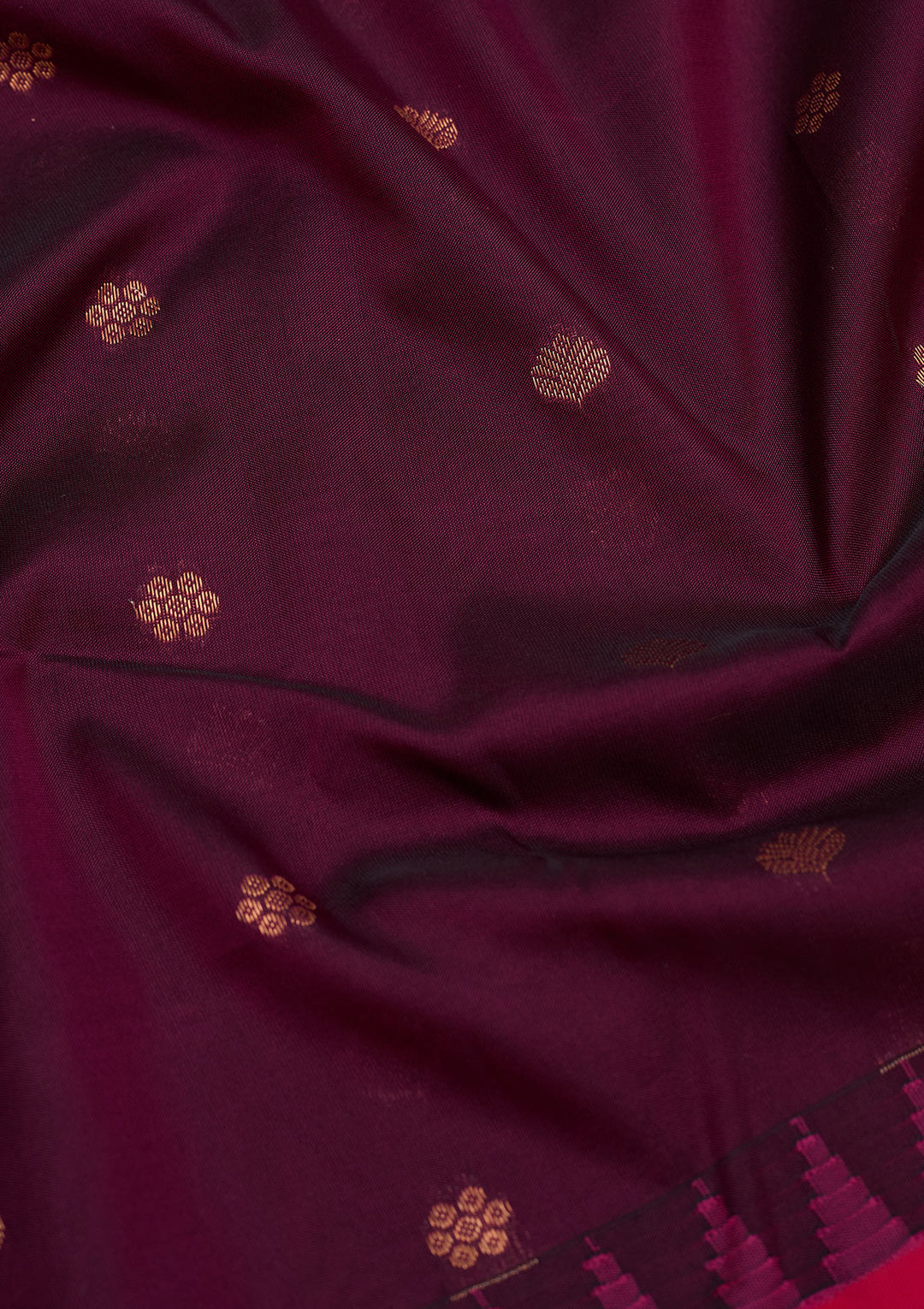 Wine Silk Buti Zariwork Saree With Matching Blouse Piece