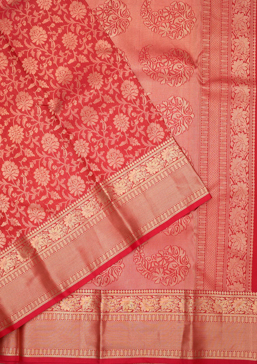 Rani Pink Pure Silk Jaal Zariwork Saree With Matching Blouse Piece
