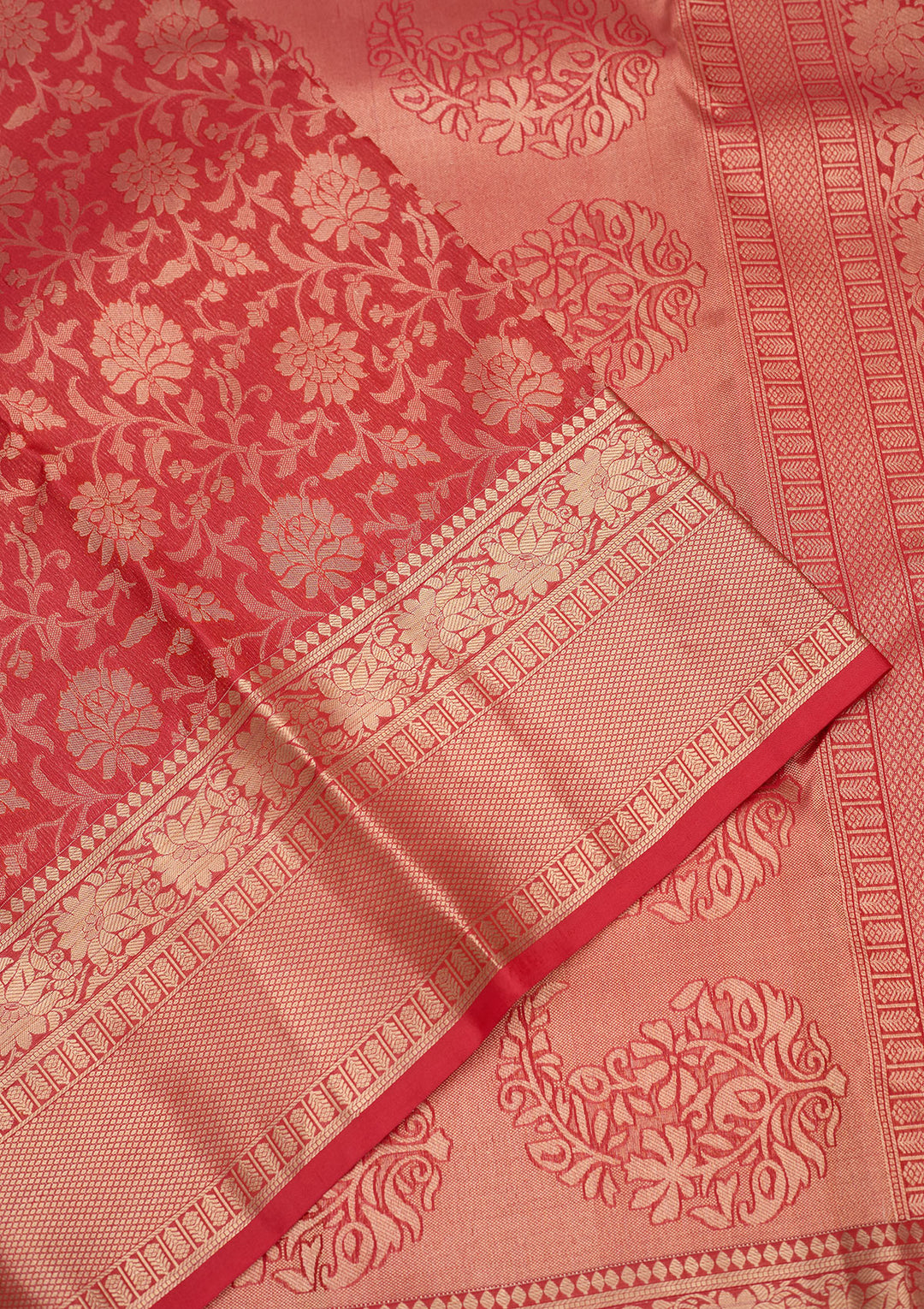 Rani Pink Pure Silk Jaal Zariwork Saree With Matching Blouse Piece