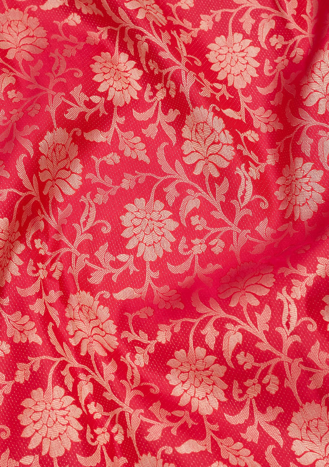Red Pure Silk Jaal Zariwork Saree With Matching Blouse Piece