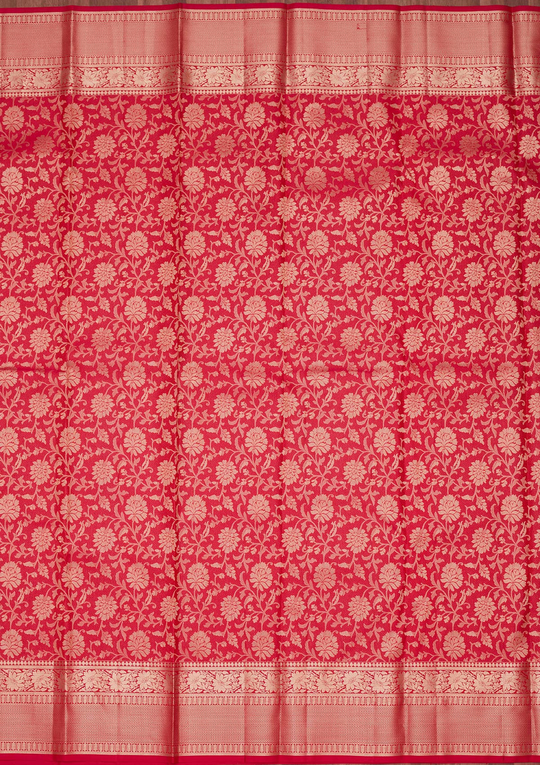 Red Pure Silk Jaal Zariwork Saree With Matching Blouse Piece