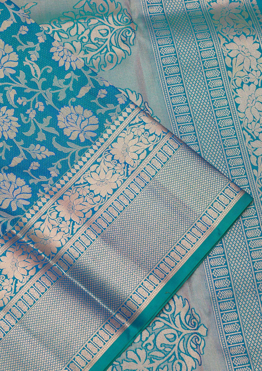 Royal Blue Silk Jaal Saree With Matching Blouse Piece