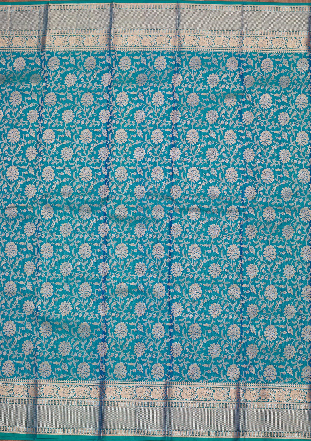 Royal Blue Silk Jaal Saree With Matching Blouse Piece