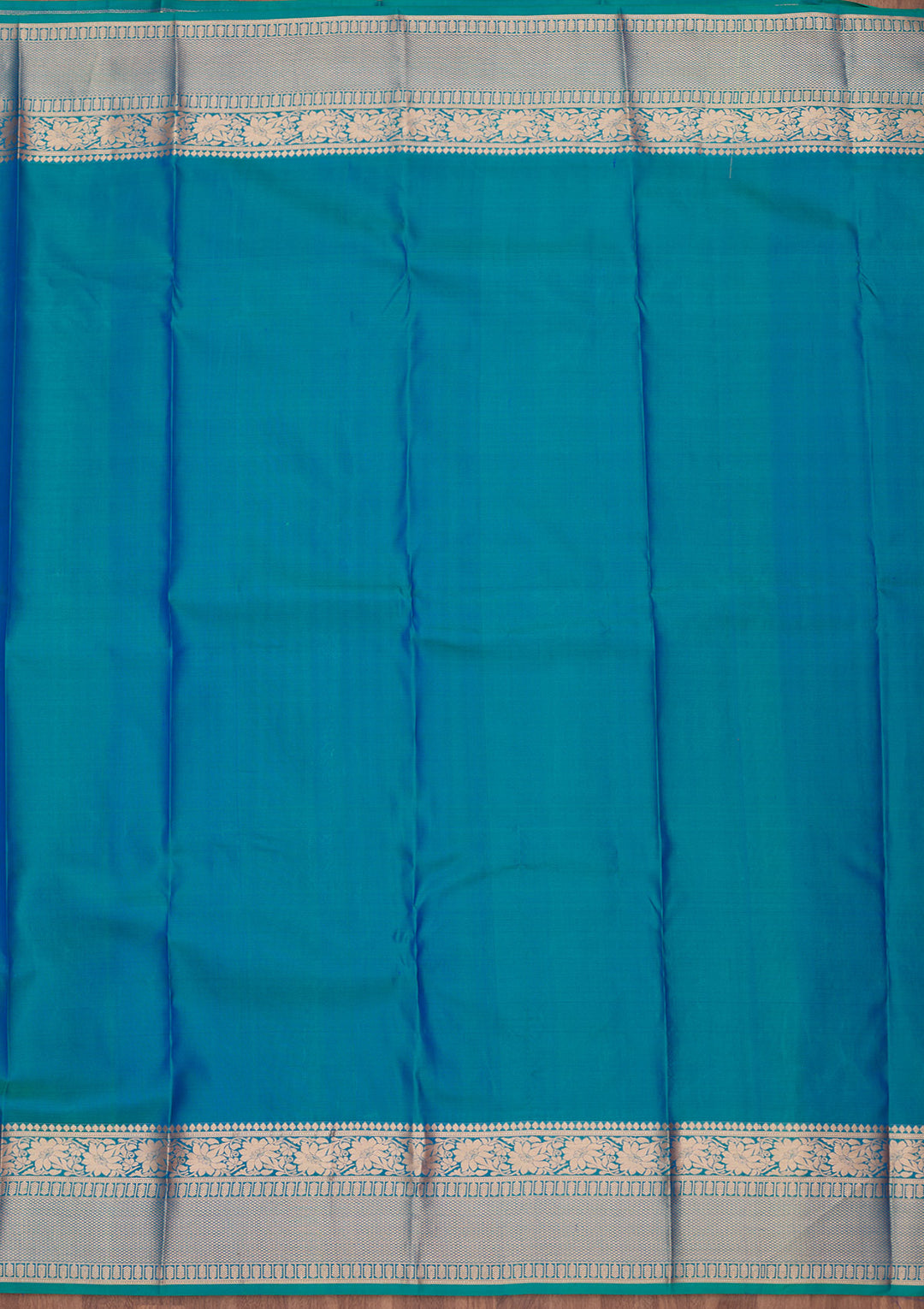 Royal Blue Silk Jaal Saree With Matching Blouse Piece