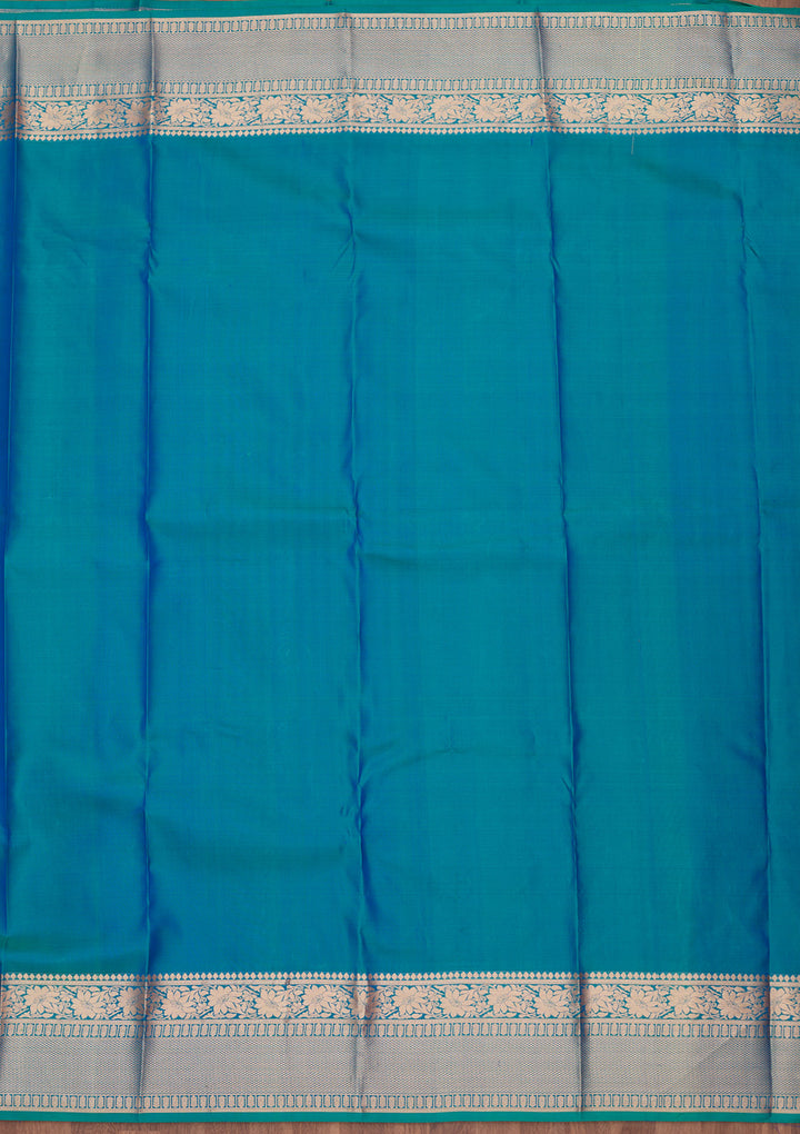 Royal Blue Silk Jaal Saree With Matching Blouse Piece