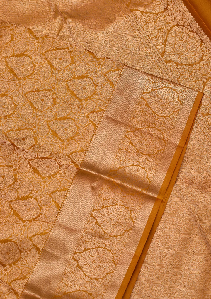 Mustard Zariwork Pure Silk Saree