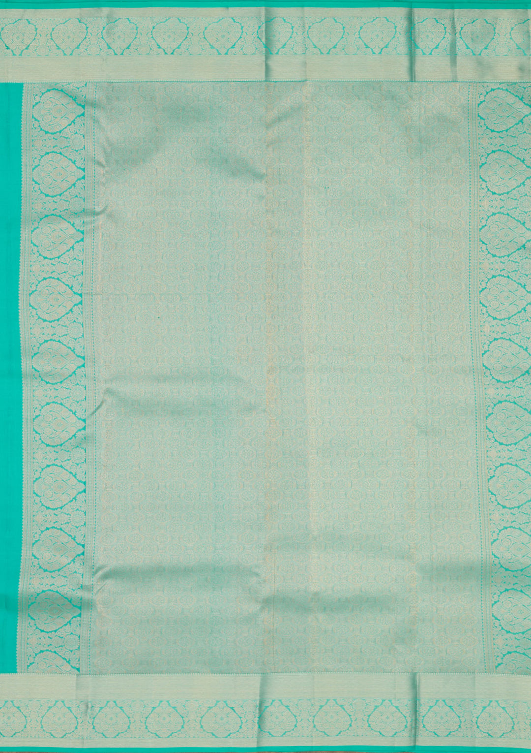 Turquoise Blue Pure Silk Jaal Zariwork Saree With Matching Blouse Piece