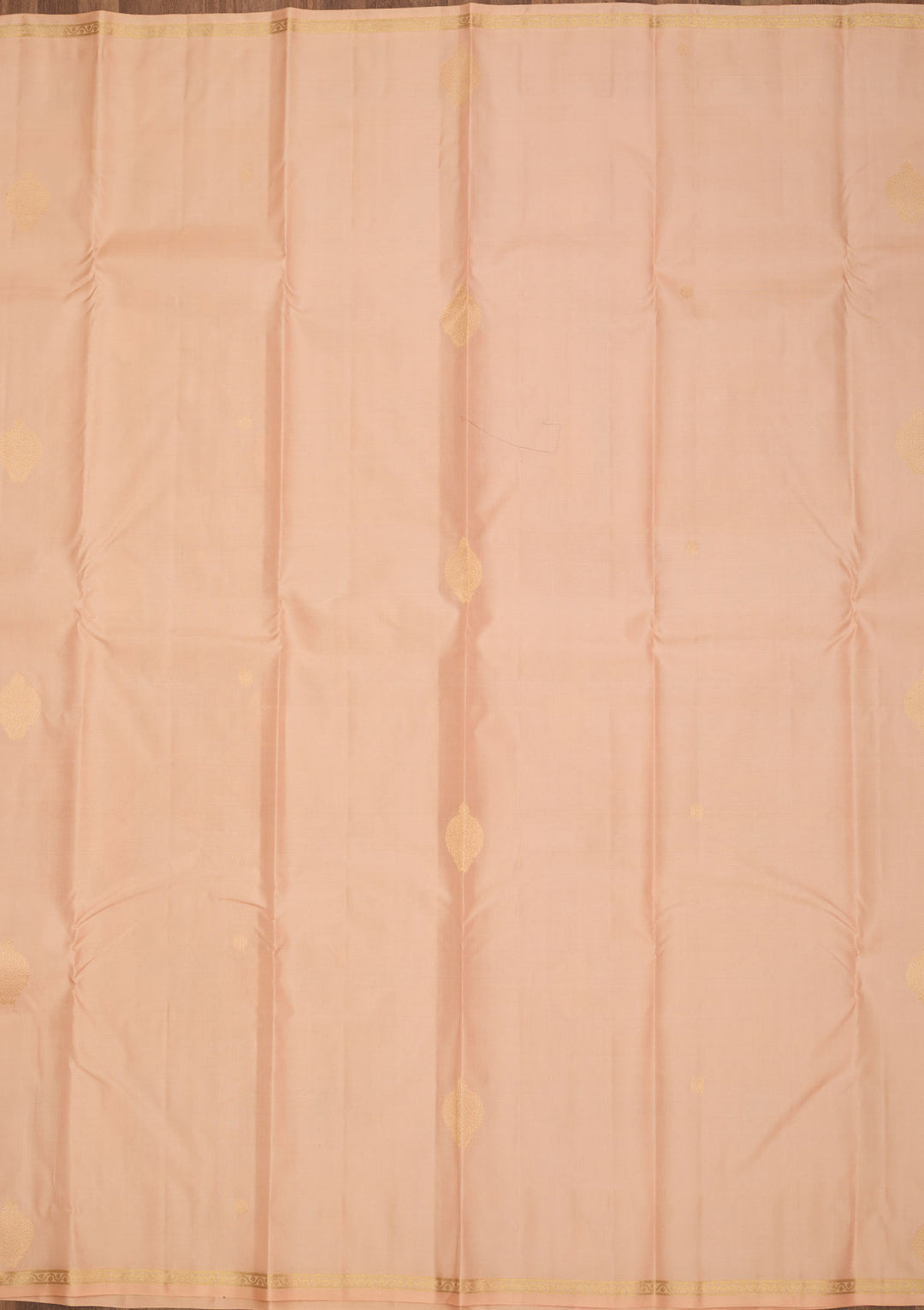 Light Peach Silk Buti Gold Zariwork Saree With Matching Blouse Piece
