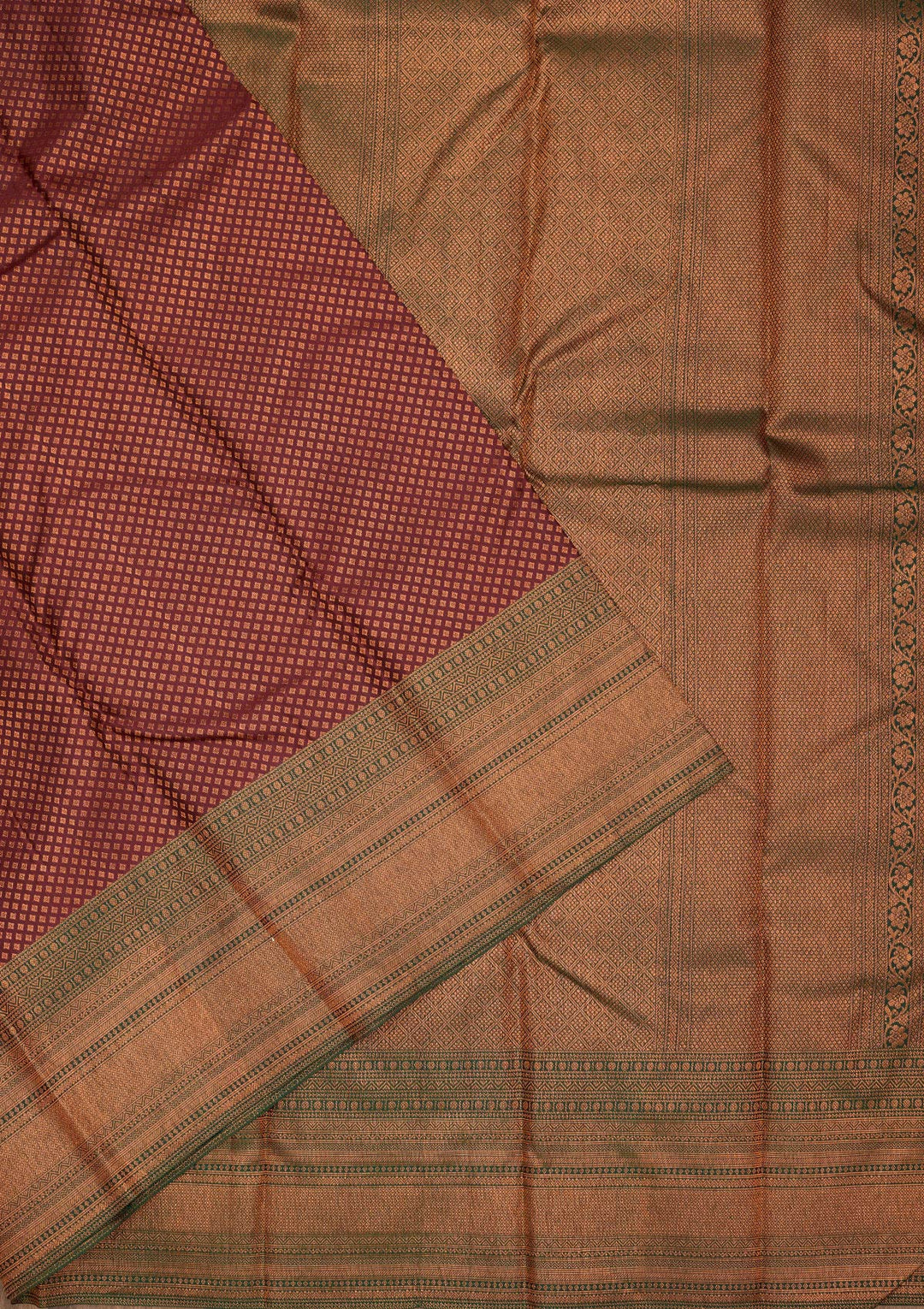 Wine Silk Buti Saree With Matching Blouse Piece