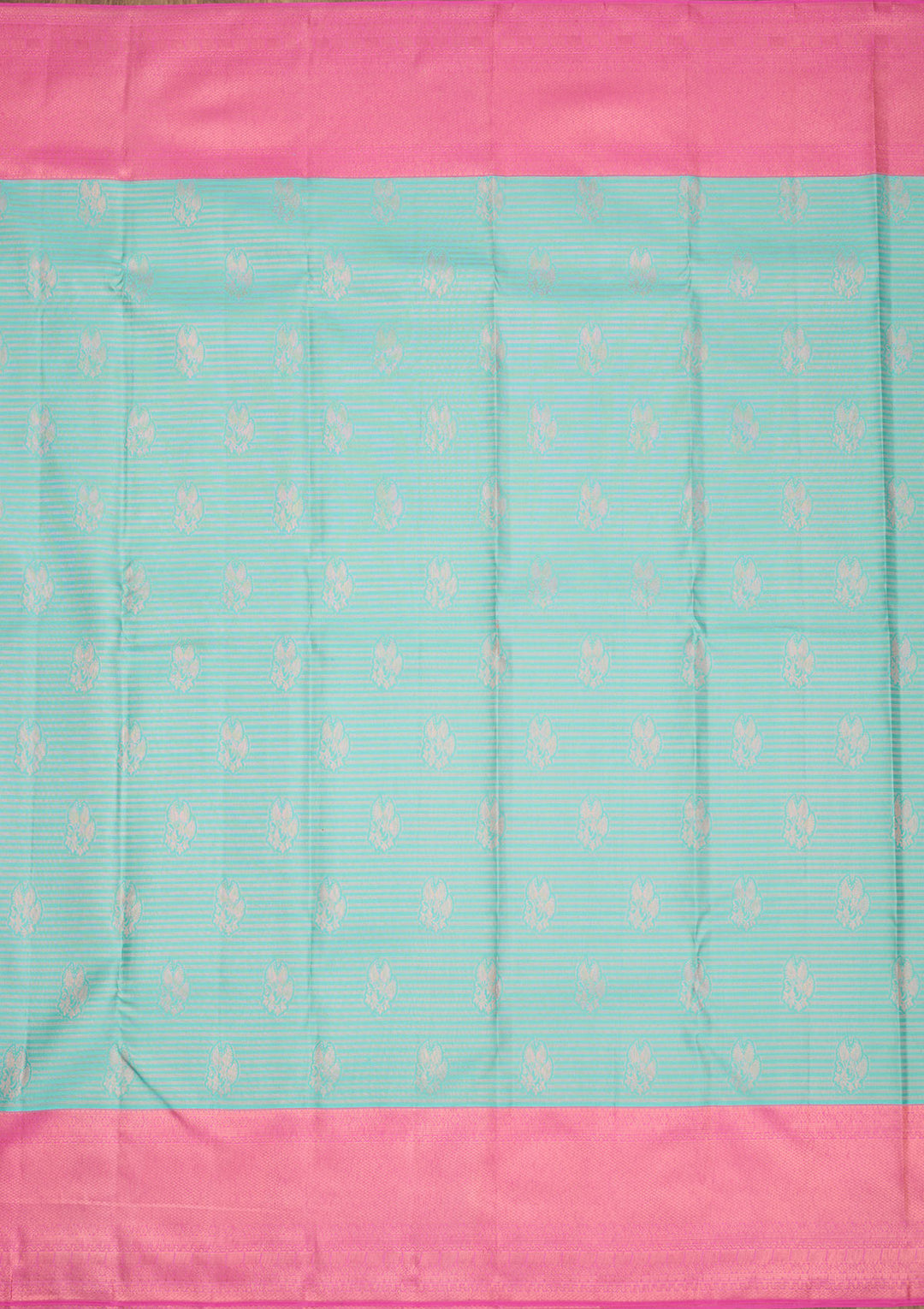 Turquoise Blue Silk Buti Antique Zariwork Saree With Matching Blouse Piece