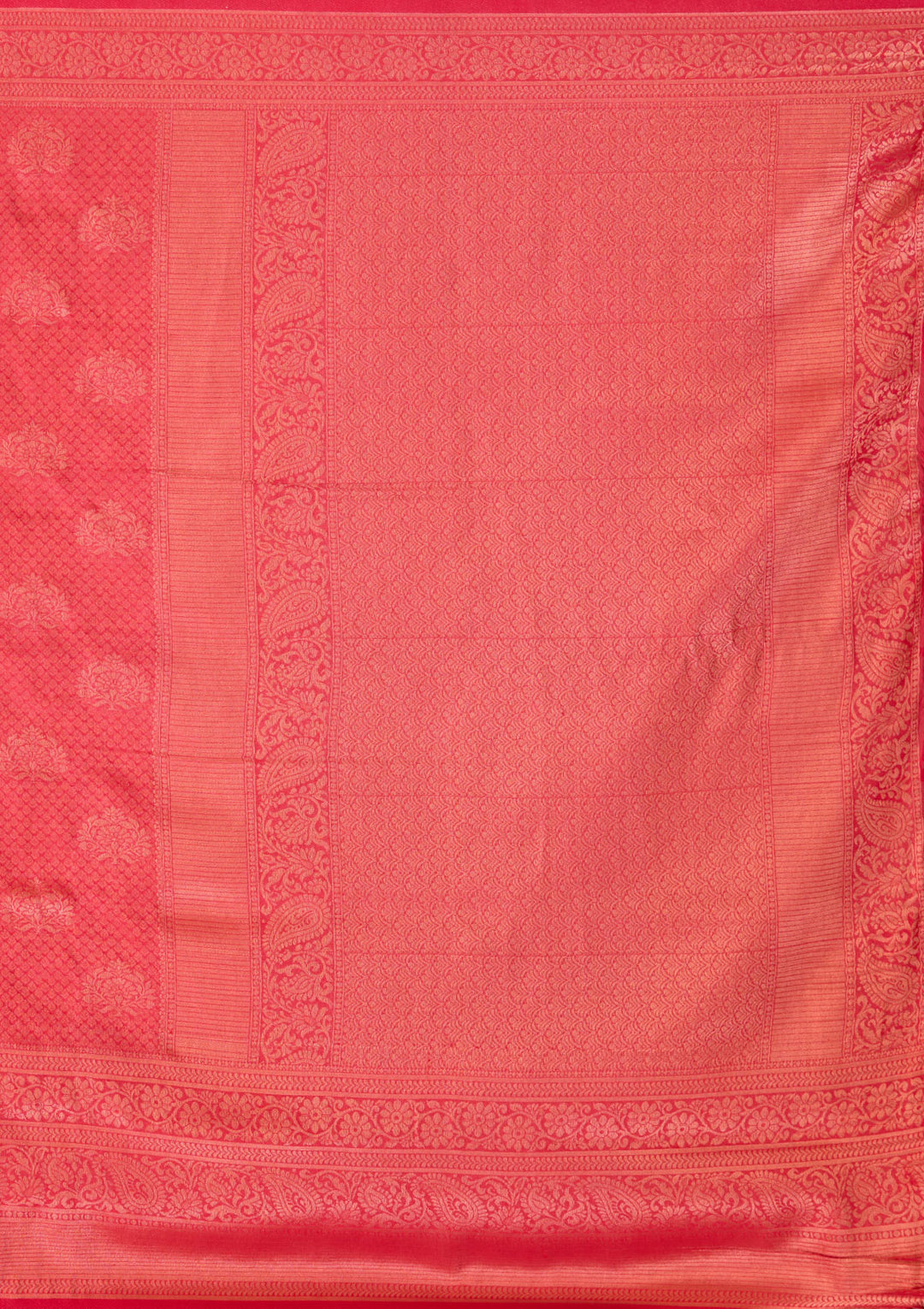Red Silk Buti Gold Zariwork Saree With Matching Blouse Piece