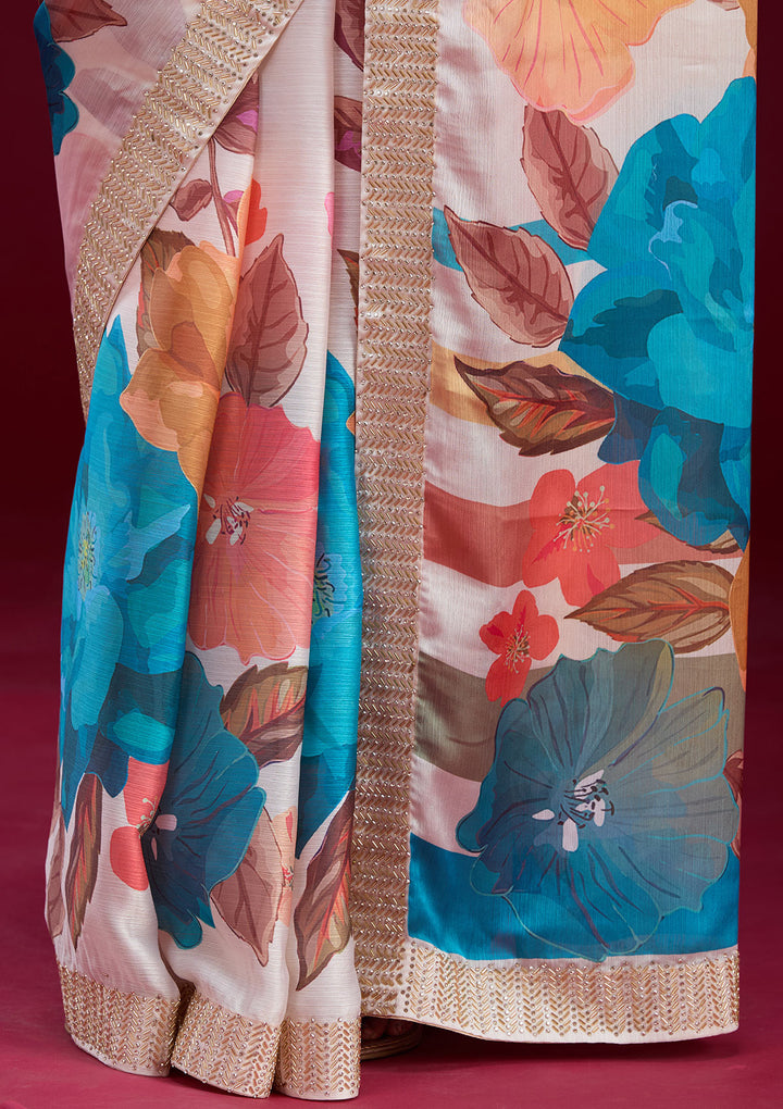 Koskii Chiffon Multicolor Saree with Cutdana Embroidery – Elegance Unveiled