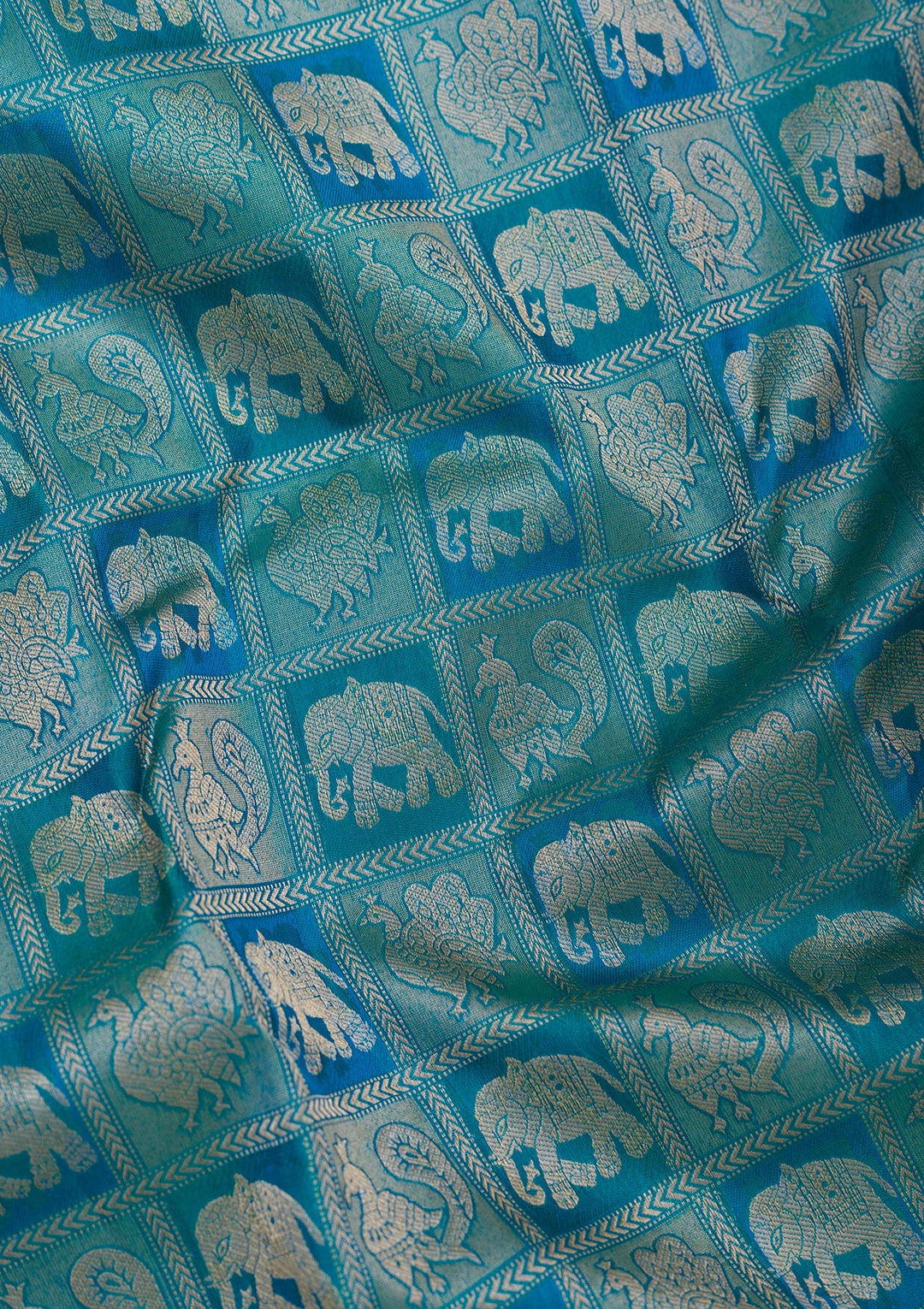 Peacock Blue Zariwork Pure Silk Saree