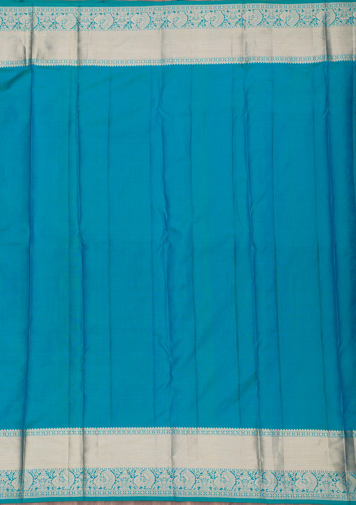 Peacock Blue Zariwork Pure Silk Saree
