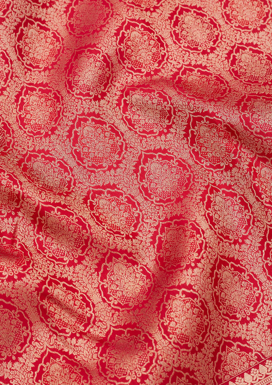 Red Silk Jaal Saree With Matching Blouse Piece