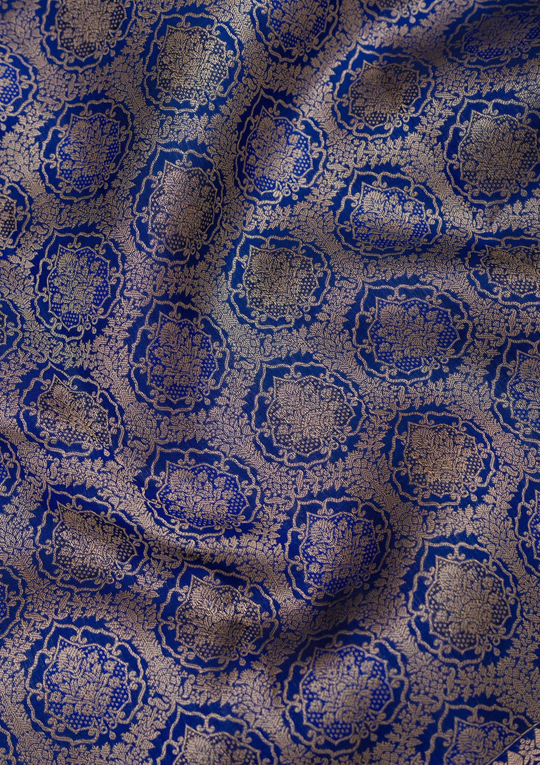 Royal Blue Pure Silk Jaal Zariwork Saree With Matching Blouse Piece