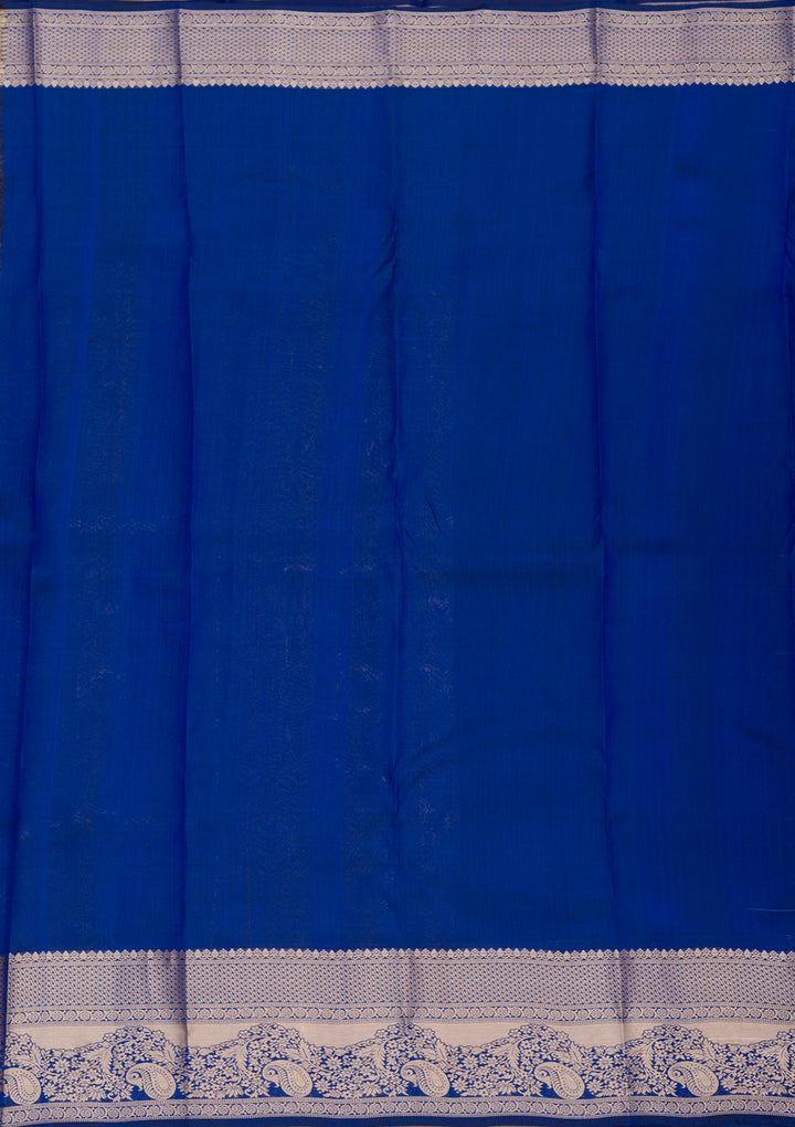 Royal Blue Pure Silk Jaal Zariwork Saree With Matching Blouse Piece