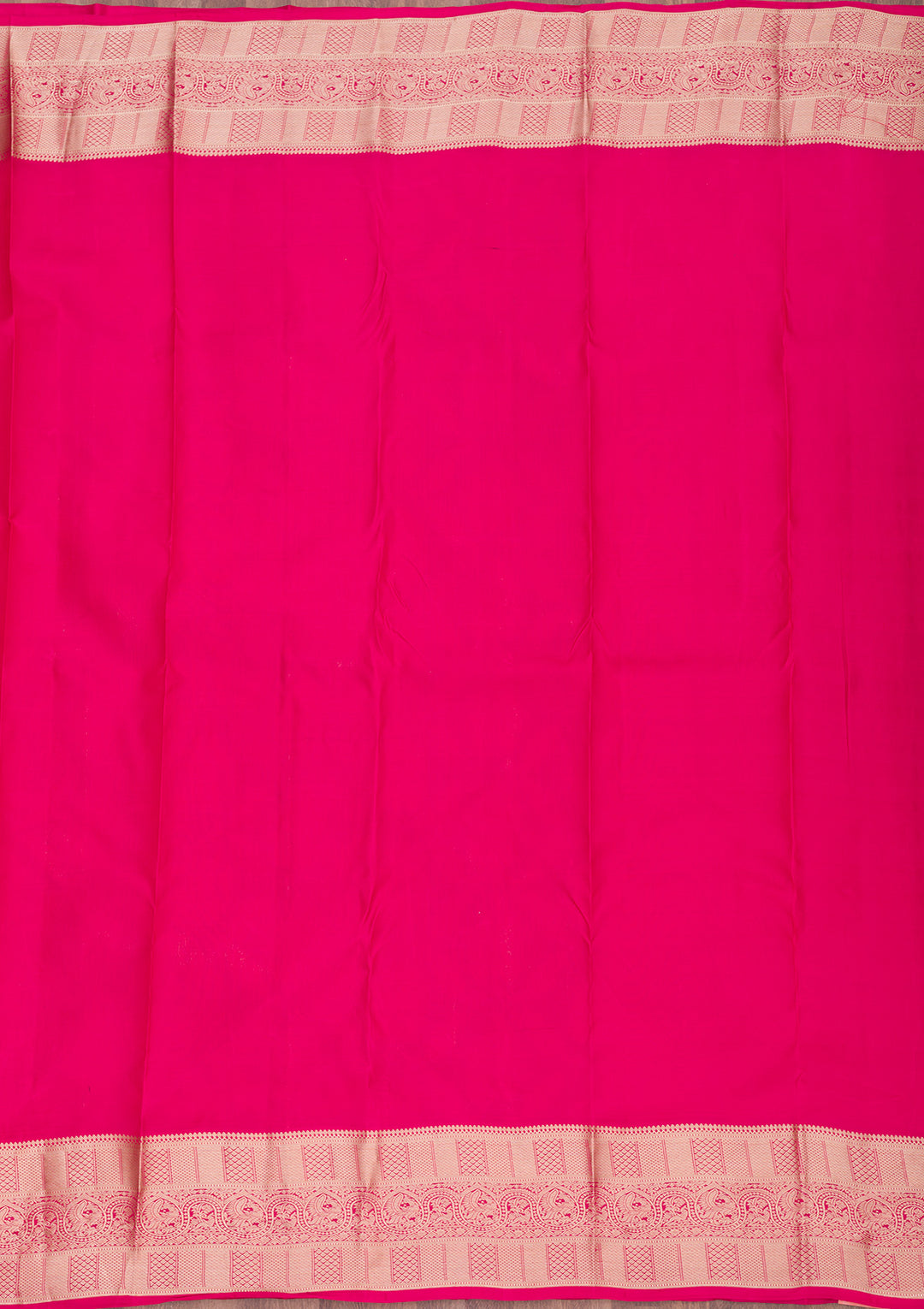Rani Pink Silk Jaal Gold Zariwork Saree With Matching Blouse Piece