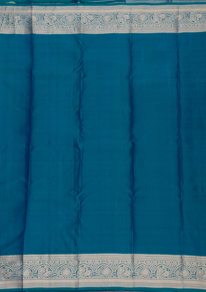 Peacock Blue Zariwork Pure Silk Saree