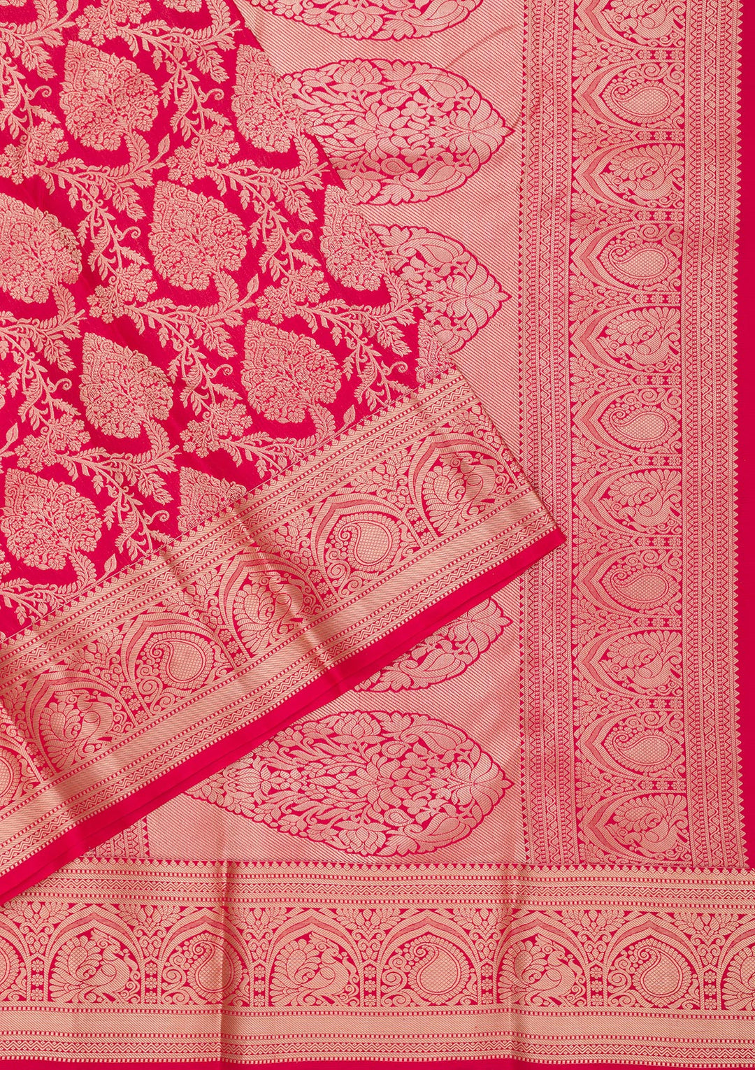 Red Pure Silk Jaal Zariwork Saree With Matching Blouse Piece