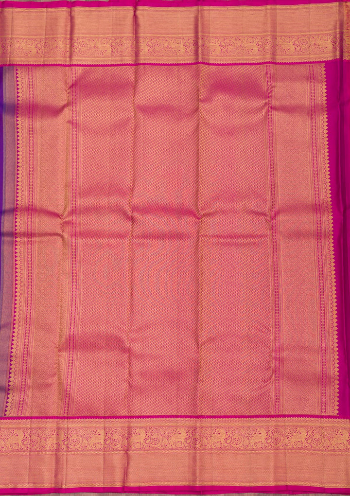 Royal Blue Silk Buti Gold Zariwork Saree With Matching Blouse Piece