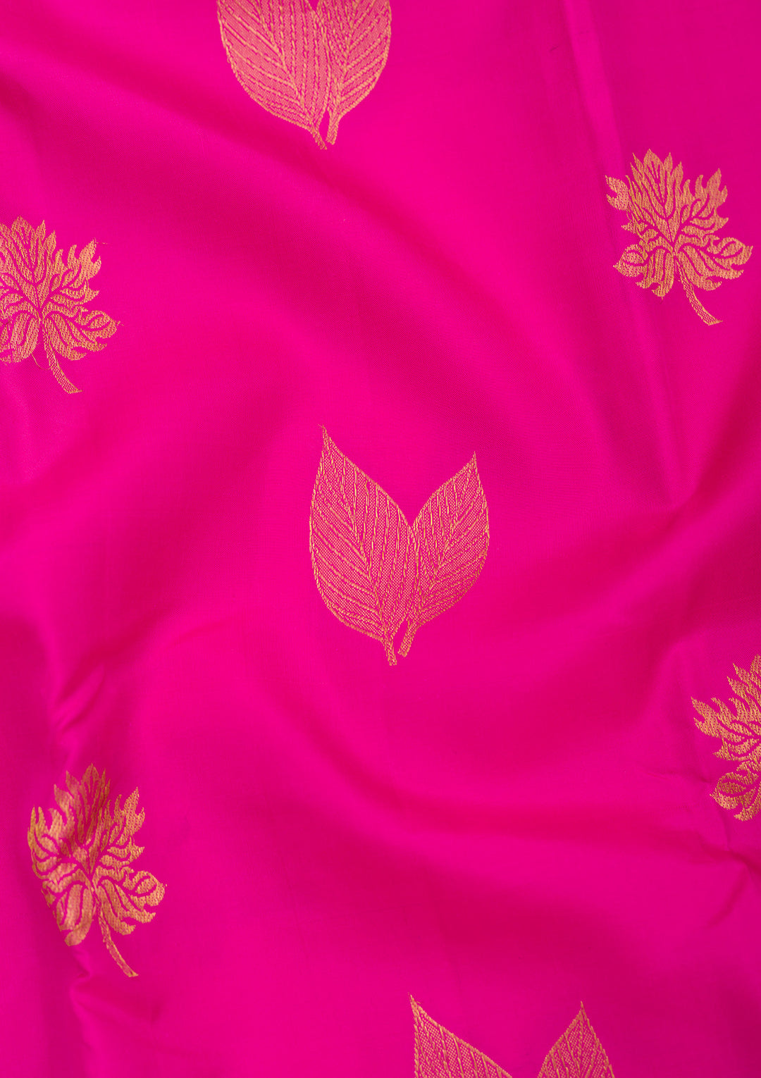 Rani Pink Silk Buti Gold Zariwork Saree With Matching Blouse Piece