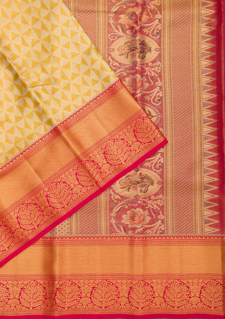 Gold Silk Jaal Gold Zariwork Saree With Matching Blouse Piece