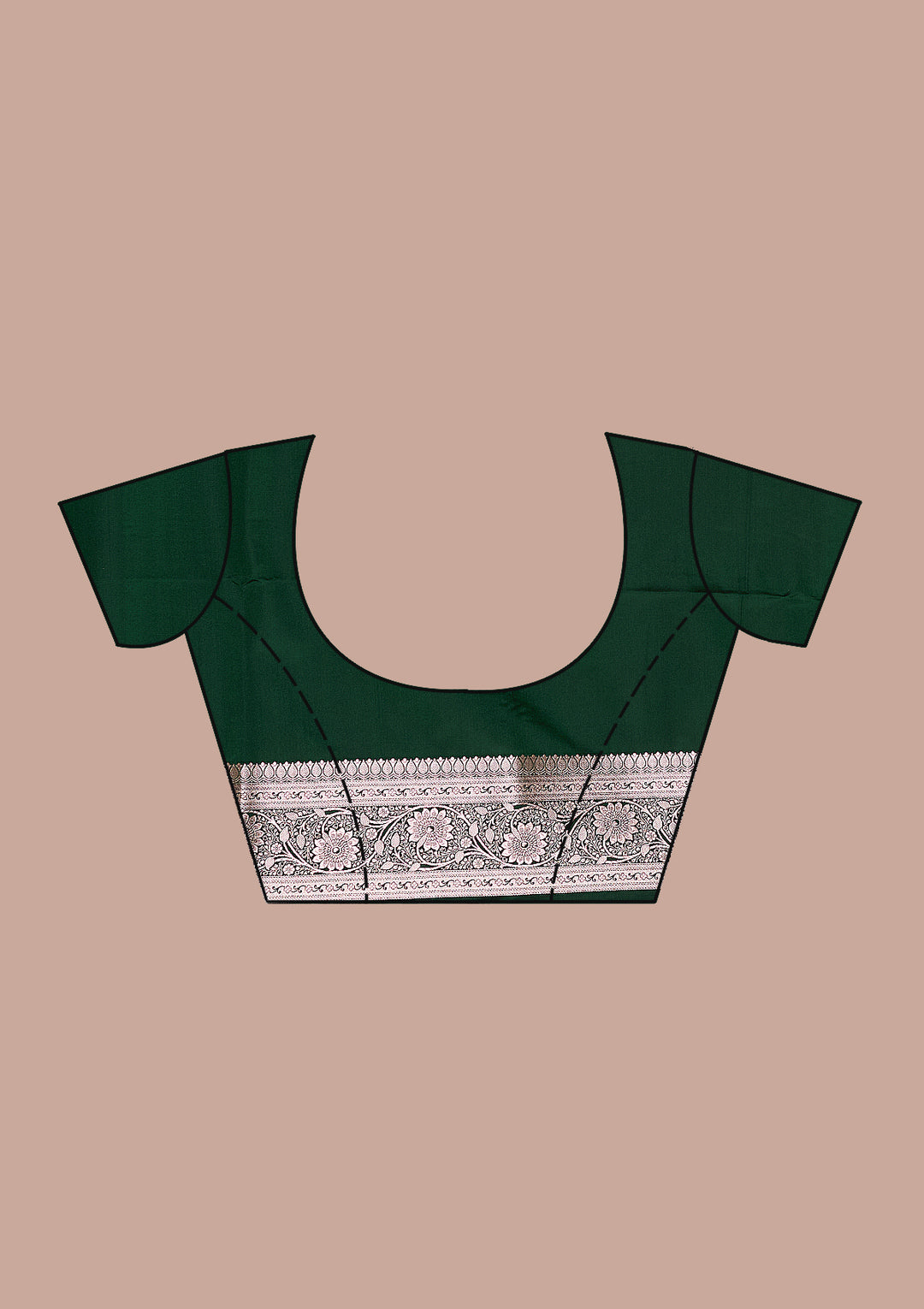 Bottle Green Silk Jaal Silver Zariwork Saree With Matching Blouse Piece
