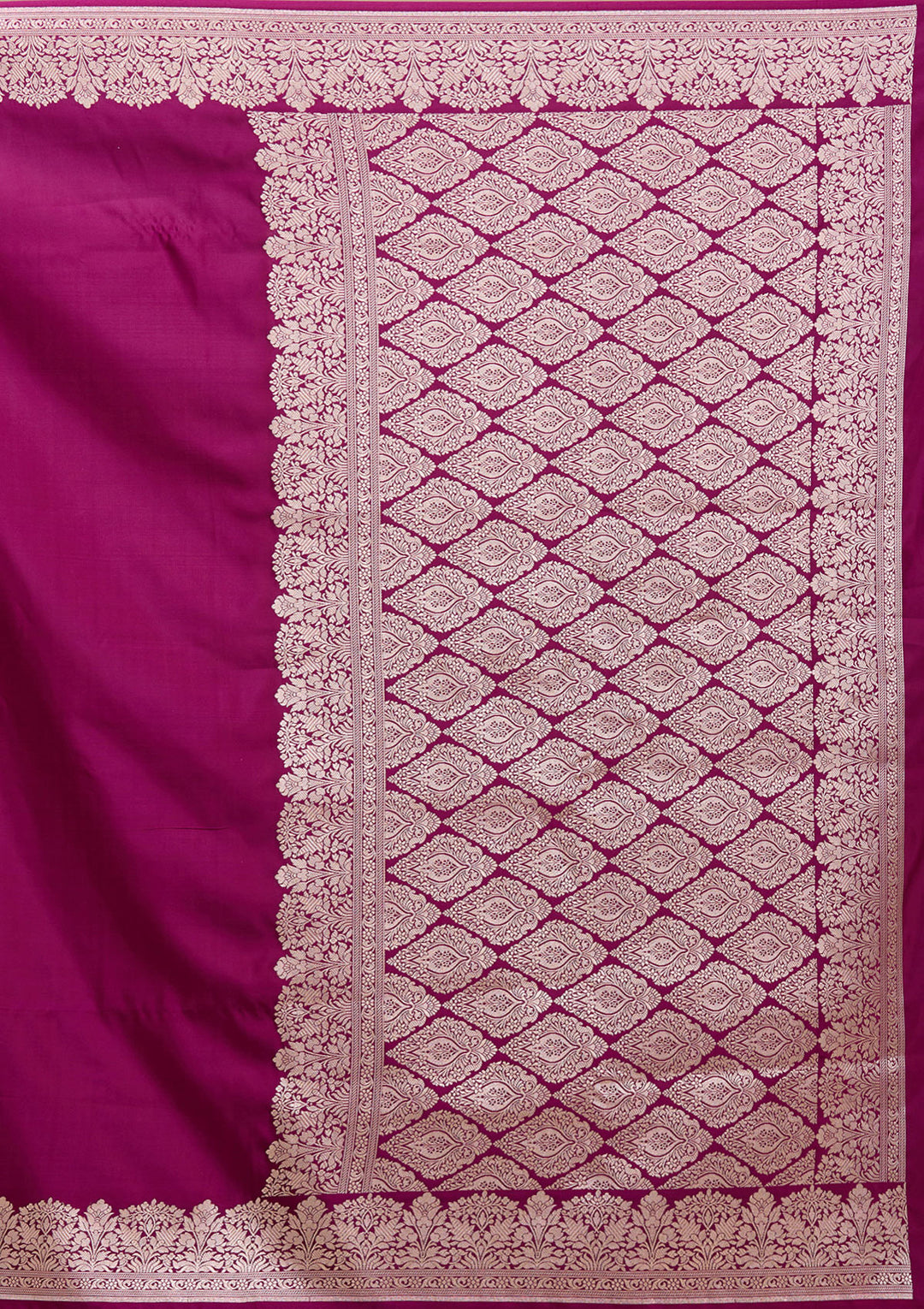 Purple Silk Plain Gold Zariwork Saree With Matching Blouse Piece